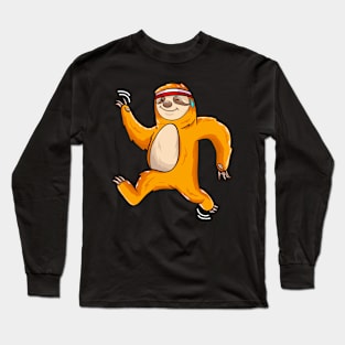 Funny Sloth Running & Sweating Headband Athlete Long Sleeve T-Shirt